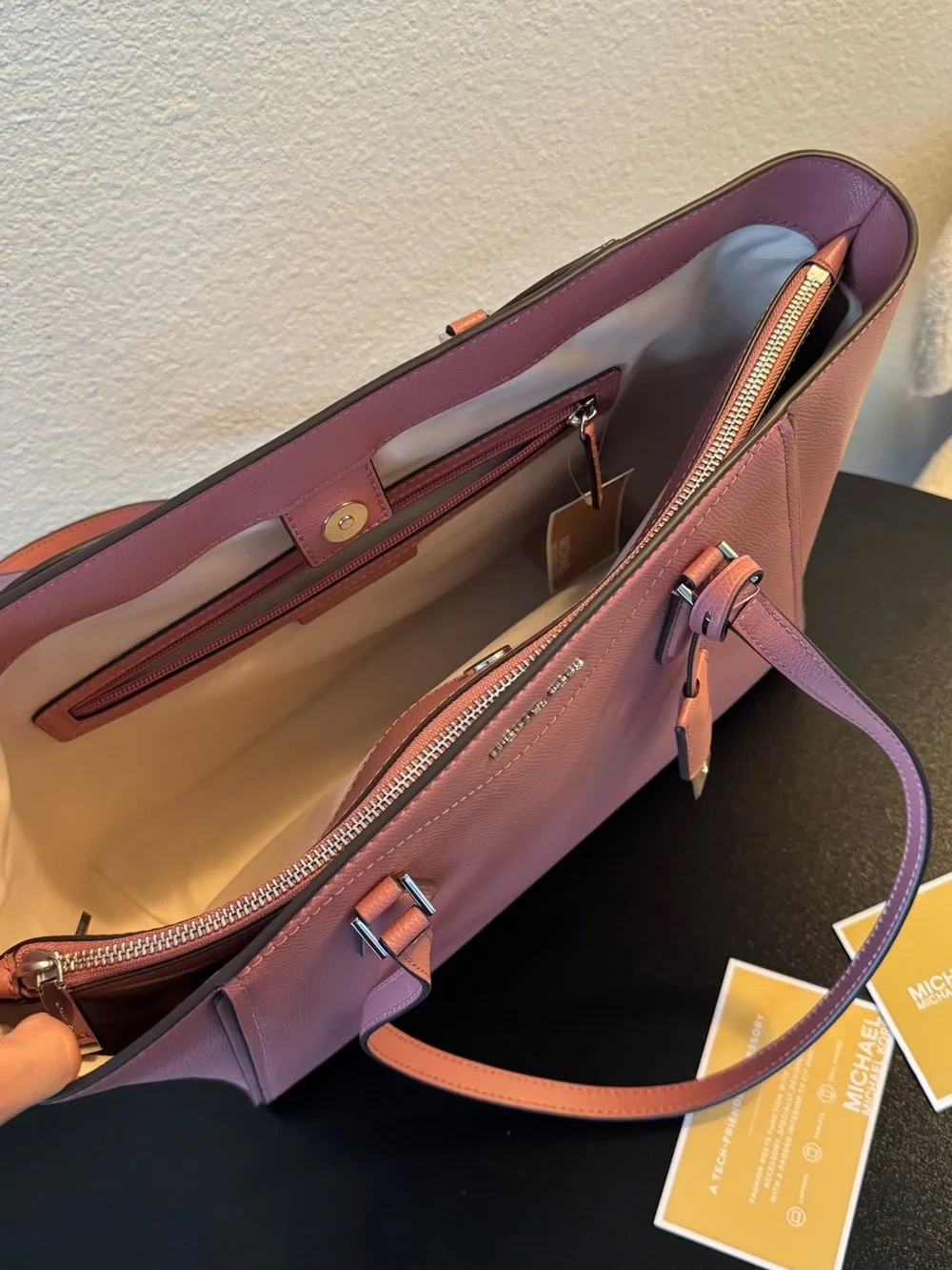 Michael Kors Rose Pink Leather Tote with Double Straps